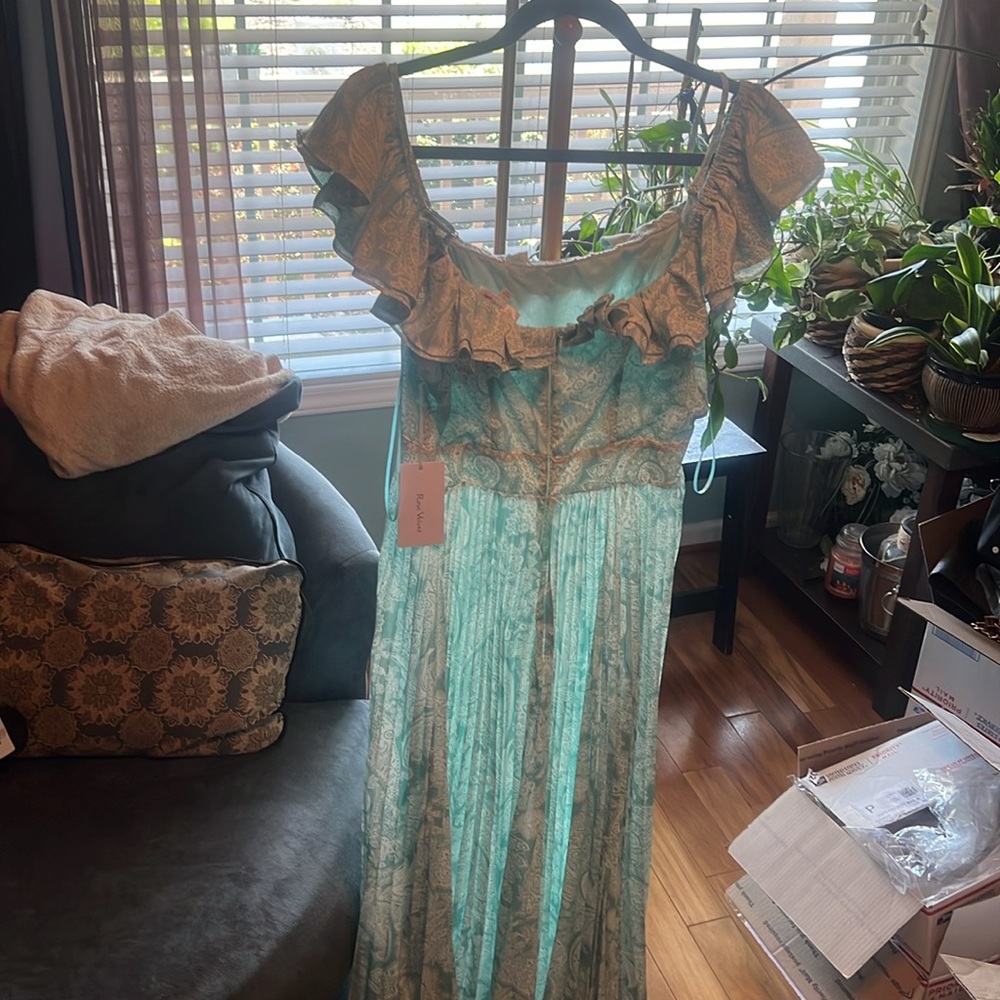 Lovely lifestyle print maxi size large. Rose Velvet. Pretty mint green/white